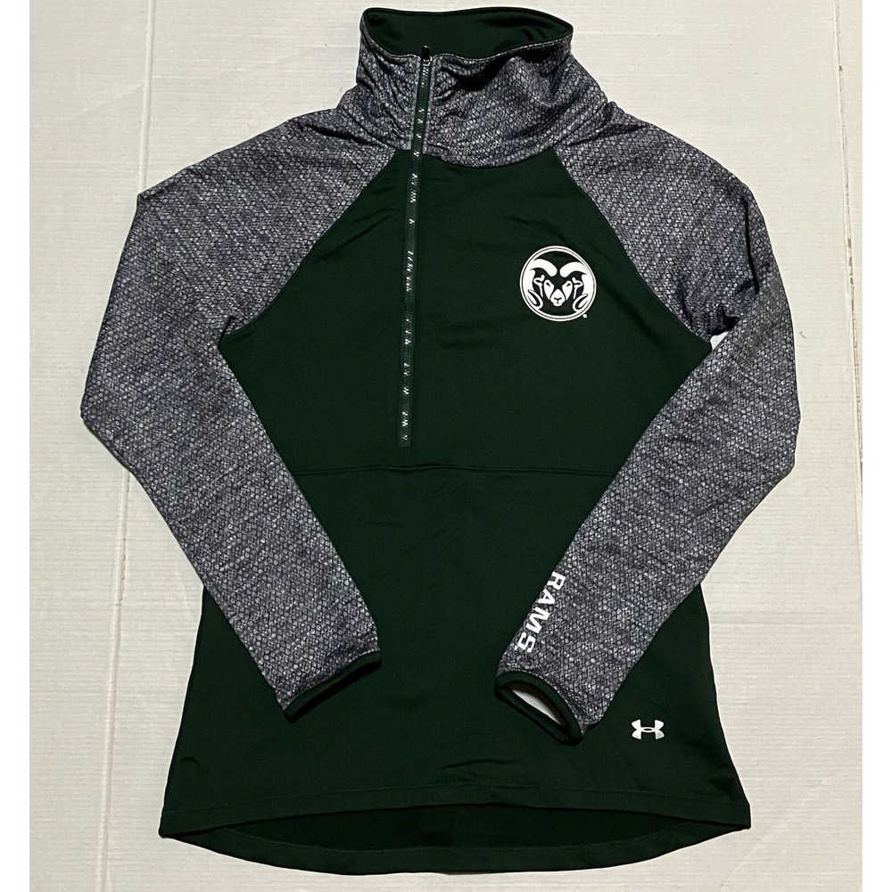 Under Armour Womens Size XS LA RAMS Cold Gear 1/2 Zip Loose Sweatshirt Green NFL